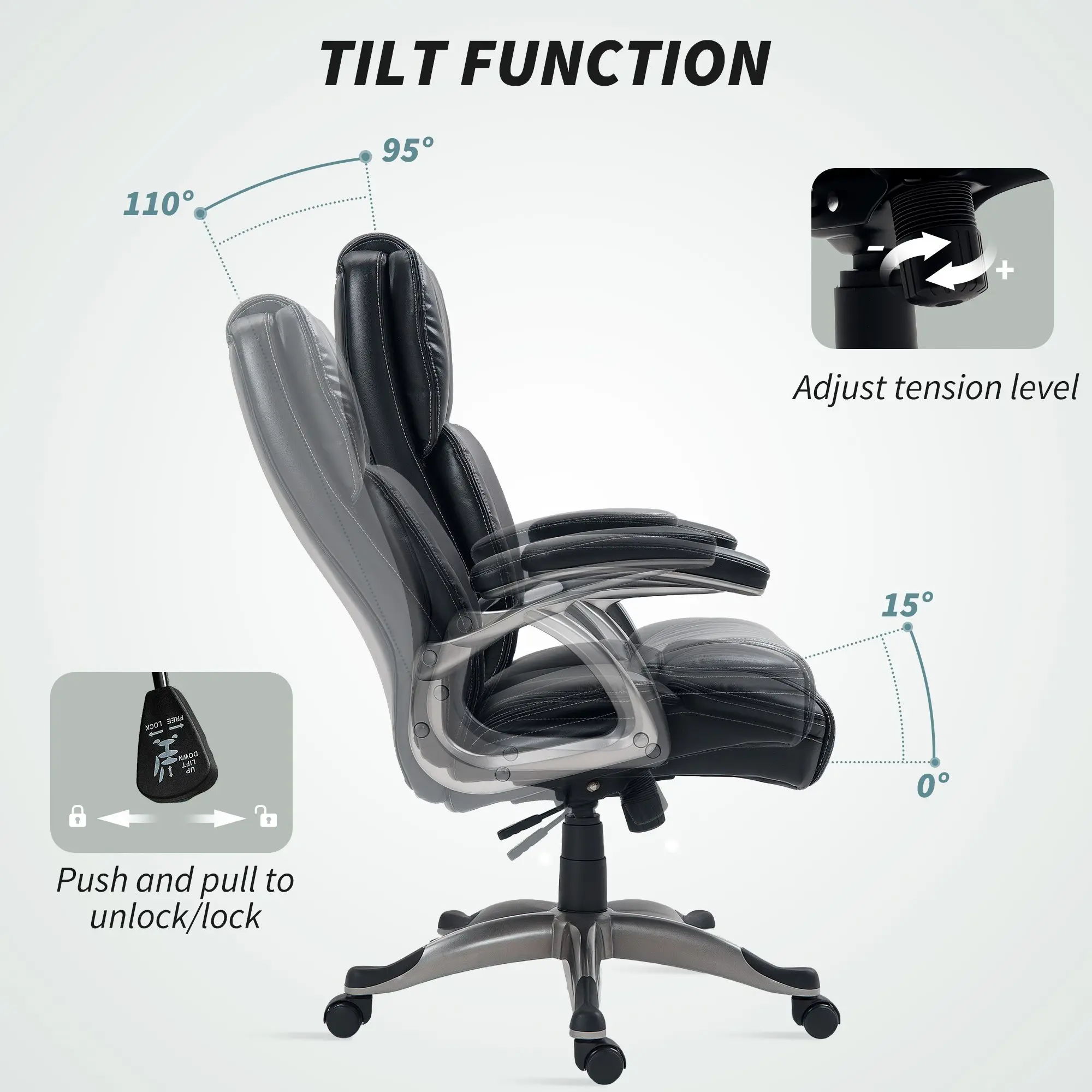 PU Leather Swivel Desk Chair – Adjustable Height & Tilt 6