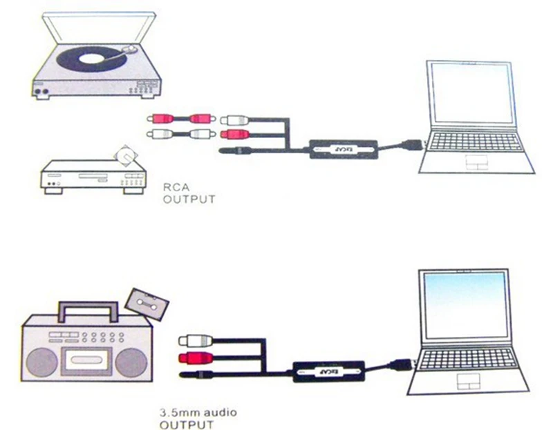 216 USB Audio Capture Grabber Card Cassette To CD/MP3 Converter WMA WAVE Recorde