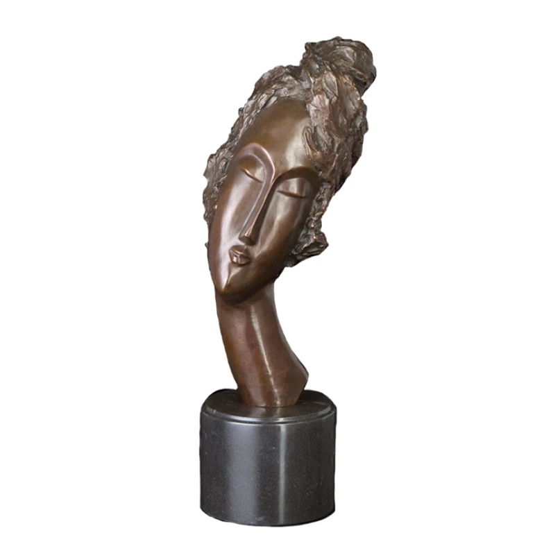 

PY-735 Abstract Sculpture Bronze Western Woman Head Statue Bust Figurine Antique Metal Art Female Statuette for Decor Copper man