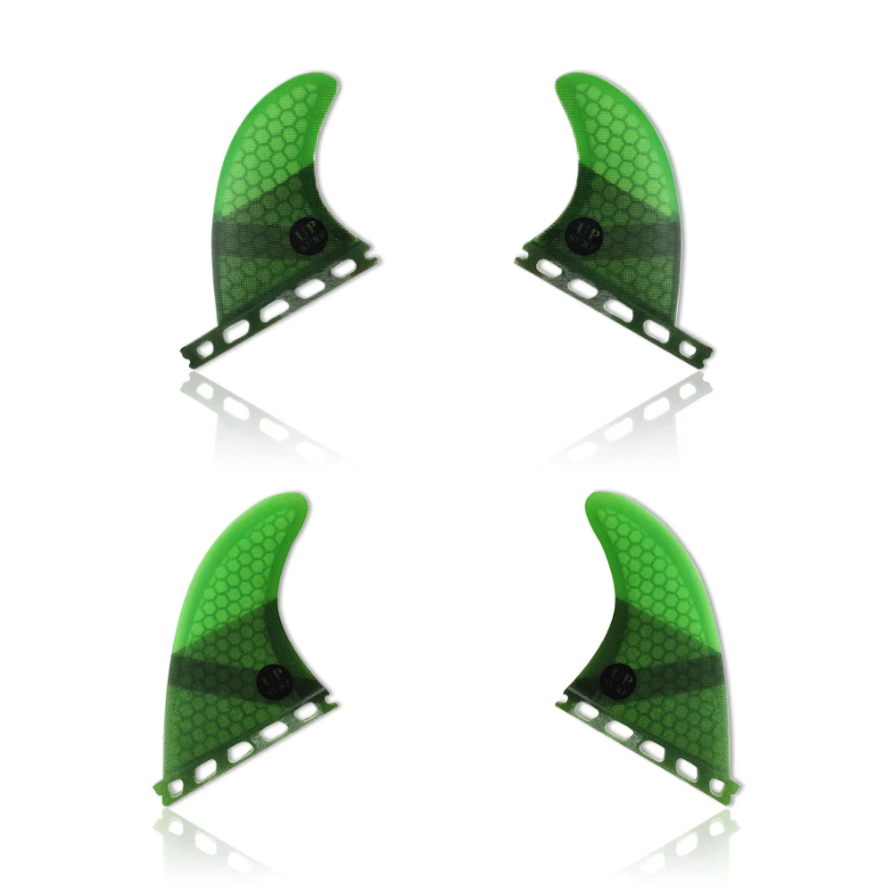 Sup Board UPSURF Single Tabs Fin M+GL Quad Fin Set Green Color Surfboard Fiberglass Honeycomb Good Grip Surf Fin Sup Accessories