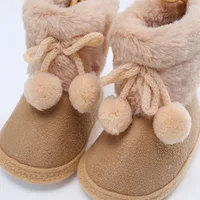 Winter Baby Boots Pompom Plus Velvet Snow Booties Baby Shoes Warm baby Girl Shoes Soft Sole Indoor Walking Shoe 4