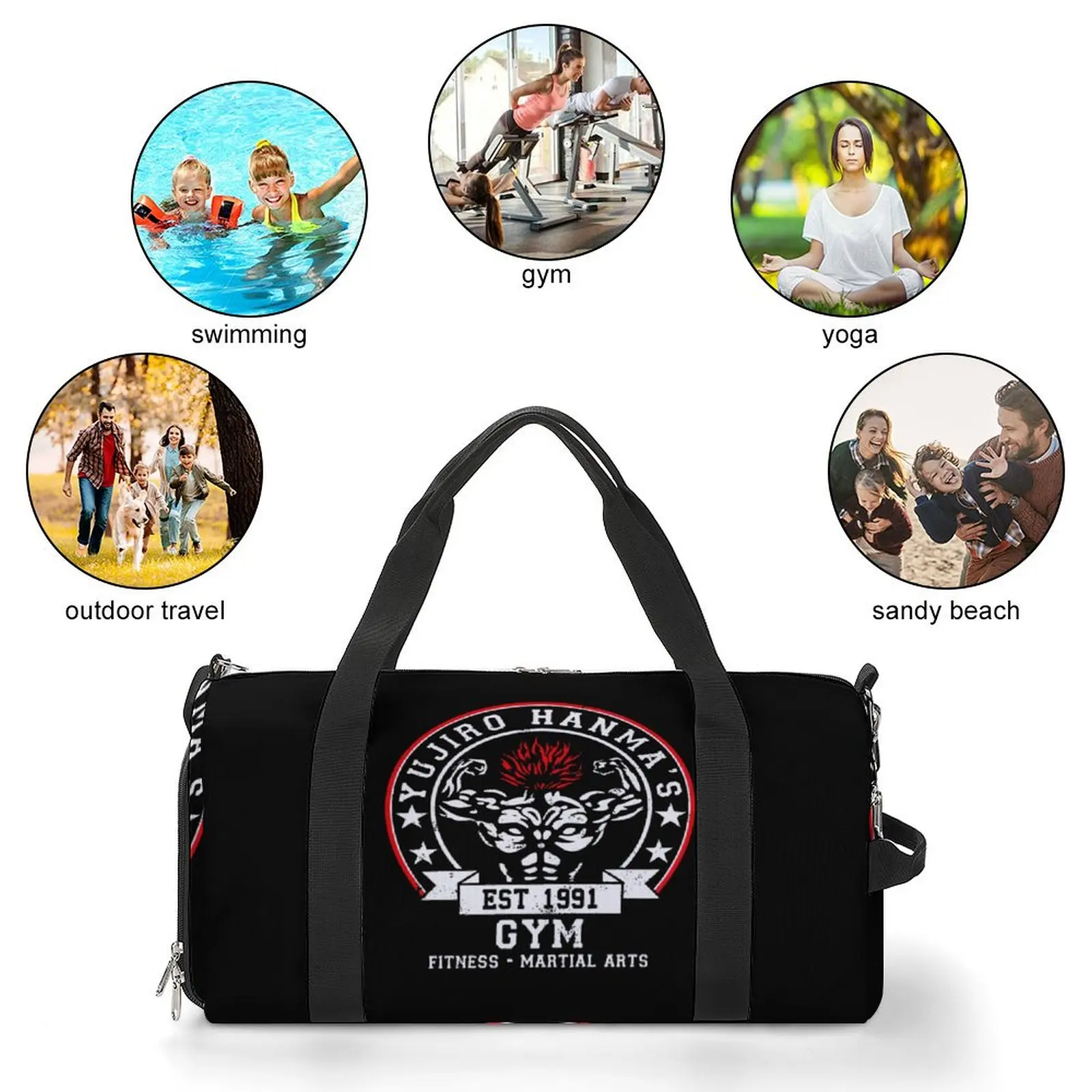 Baki The Grappler Yujiro Hanma Gym Gym Bag Fitness Martial Arts Waterproof Sports Bags Accessories Travel Handbag Fitness Bag 3
