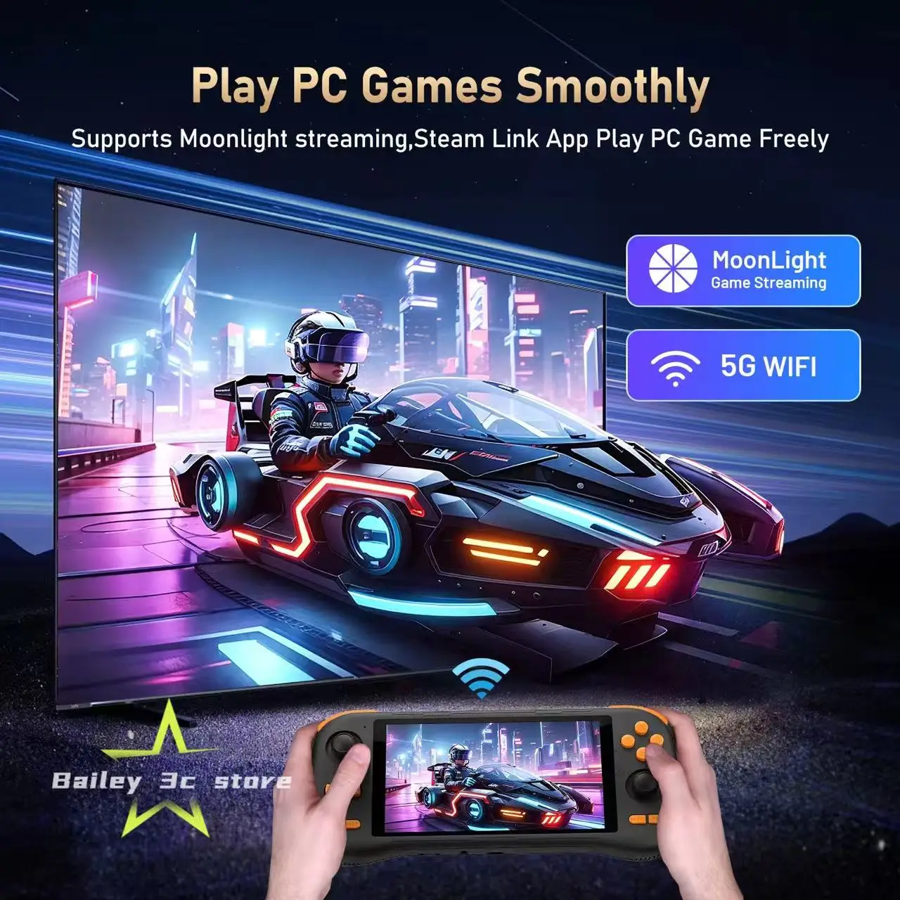 New KINHANK K56 Handheld Console, 5.5-inch Touchscreen, Android 14, 5000mAh, Supports 50 Emulato, For Retro Game_voghion.com
