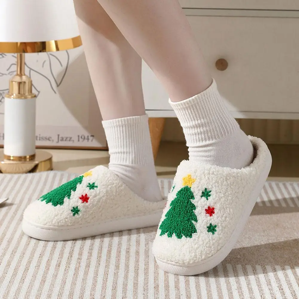 

New Christmas Gifts Santa Claus Elk Slippers Cute Gingerbread Man Warm Cotton Slippers Men Women Hot Winter Home Cotton Slippers