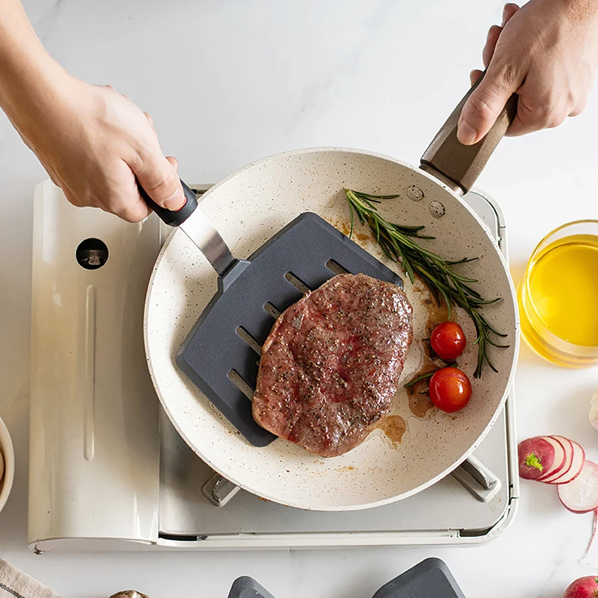 Fried Fish Steak Spatula Cooking Tool Set Stainless Steel Silicone Cooking Utensils Frying Shovel Leaking Shovel Kitchenware Set kitchen utensils