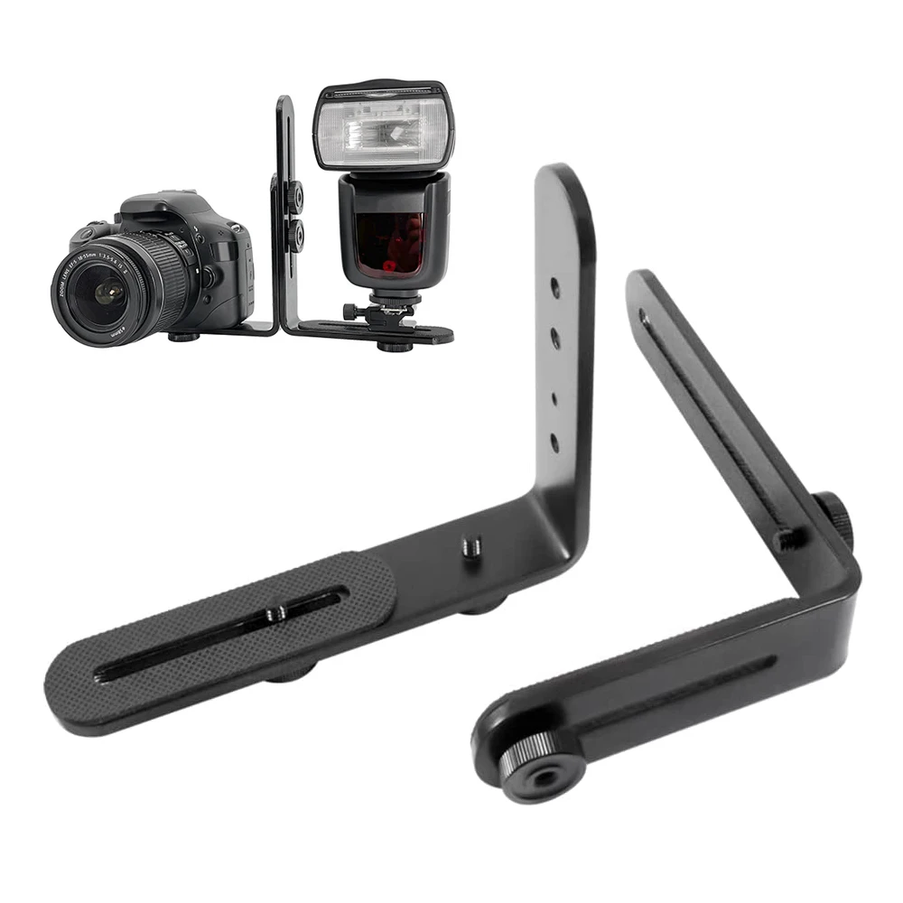 

Двойной L-образный кронштейн для вспышки фотокамеры, SLR/Phone/Speedlite/держатель штатива, аксессуары для фотостудии