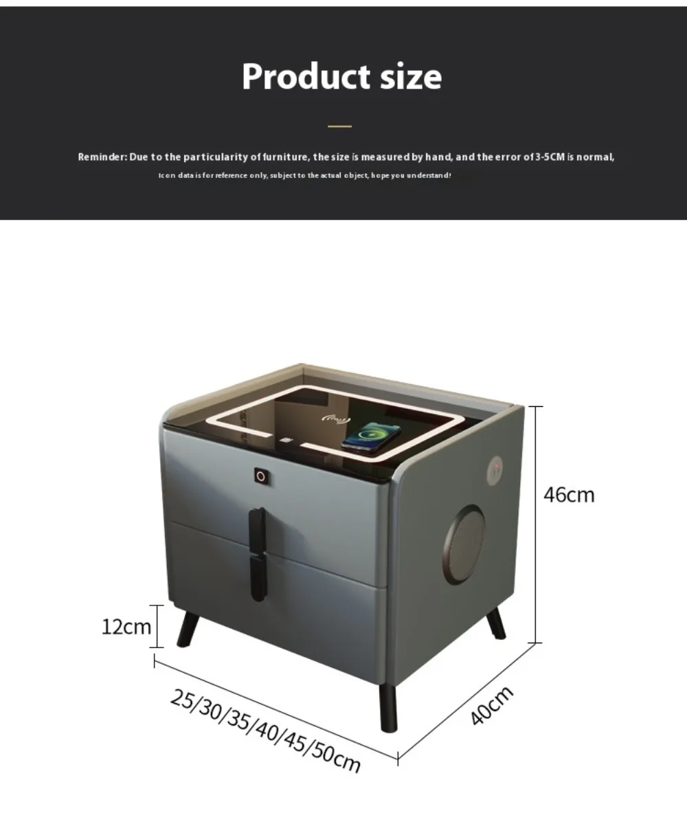 Smart Bedside Tables Nightstands Minimalisms Night Stand with Drawer with Wireless Charging Bedroom Smart Bedside Table nightstands set