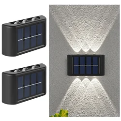 Solar LED Outdoor Waterproof Wall Lamp, Dusk to Dawn Fence and Garden Light (2Pcs White light)