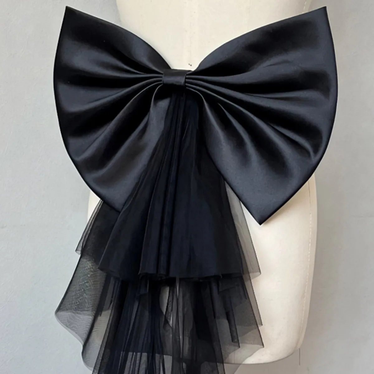 Elegant Detachable Satin Tulle Bow Wedding Dress Decorations Women's Dress Bridal Belt Big Satin Bow knots Accessories bridal waistband bridal dress decoration