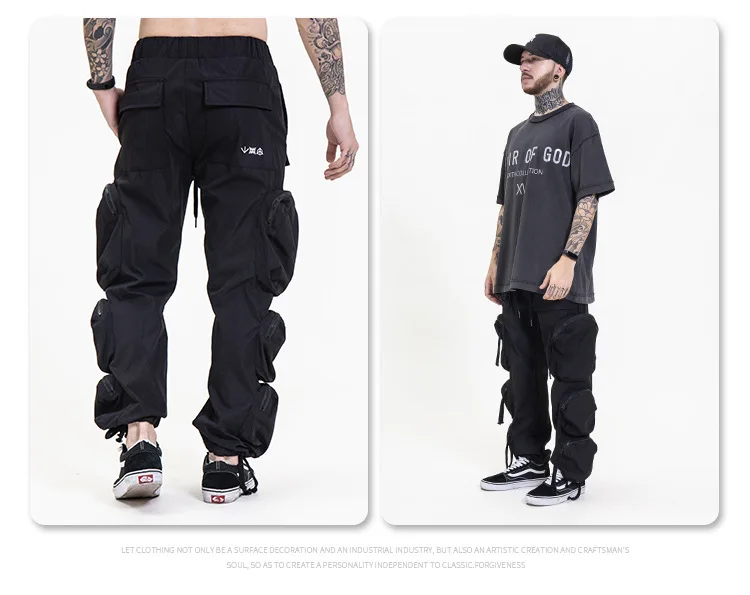 Description Picture 5 of itemHKSH Men's Tide Streetwear Fashion Multi Pockets High Street Functional Casual Overalls Autumn Winter Tactical Chic Pants HK0412