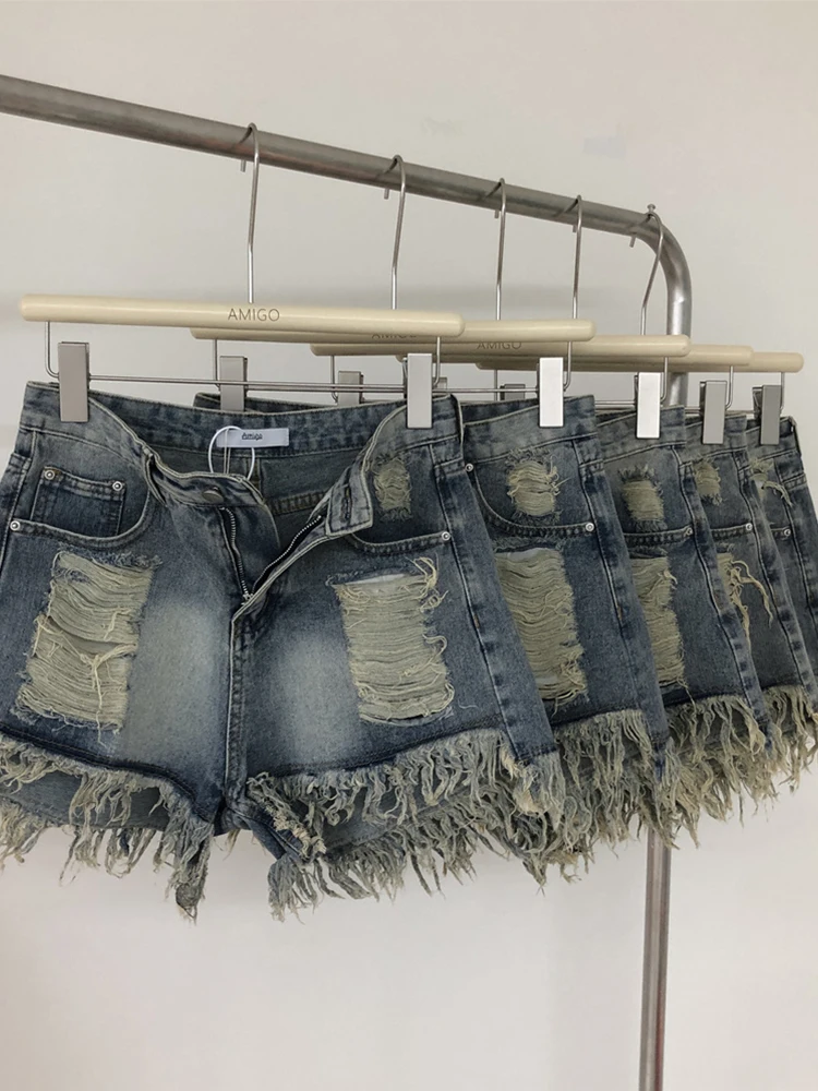 

Summer Women Dark Academia 2000s Gyaru Tassels Ripped Jean Shorts Denim Hot Pants Japanese Y2k Streetwear Harajuku Fashion Tide