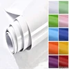 PVC Self Adhesive Wall Paper Shiny  White DIY Decorative Film Furniture Renovation Stickers Kitchen Cabinet Waterproof Wallpaper 1