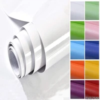 PVC Self Adhesive Wall Paper Shiny  White DIY Decorative Film Furniture Renovation Stickers Kitchen Cabinet Waterproof Wallpaper 1