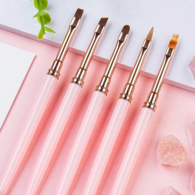 5Pcs Gradient Nail Art Brush For Manicure Salon Tool Professional Painting Drawing UV Gel Extension Pen Nail Polish Nail Brushes 6