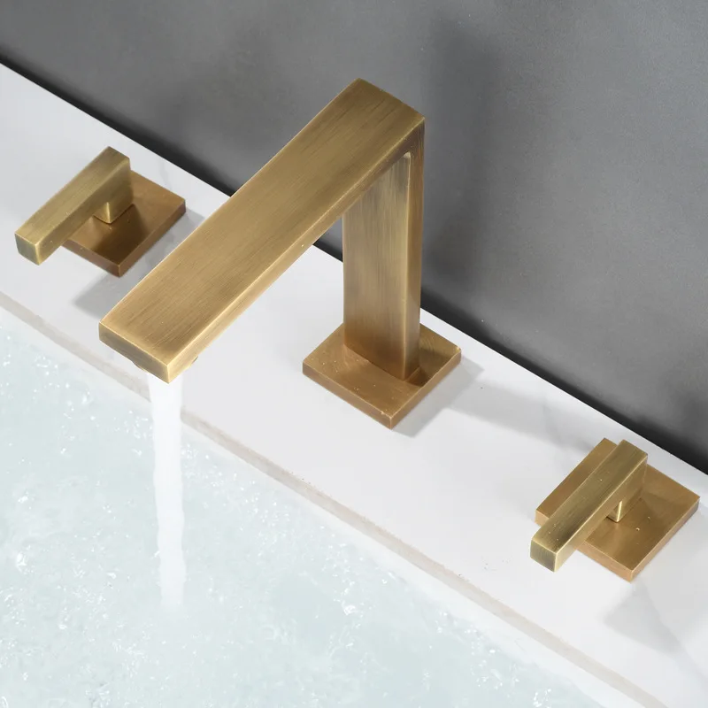 Dual Handle Basin Faucet Retro Brass Dual Holder Dual Control Tub Faucet Hot and Cold Bathroom Faucets Torneira Banheiro Luxo 3