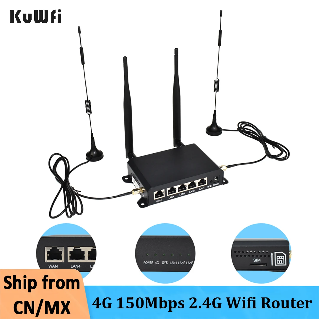 Wifi Router KuWFi 4G SIM Card Router Wireless 2.4G LTE Access Point Support VPN DDNS Hotspot Network Adapter for IP Camera