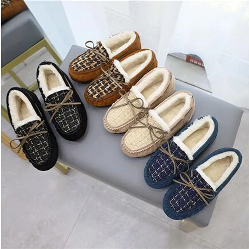 

2023 Women Faux Fur Lined Moccasin Memory Foam Cozy House Slippers Fuzzy Warm Indoor Outdoor Bedroom Shoes Slip On Bow Loafers