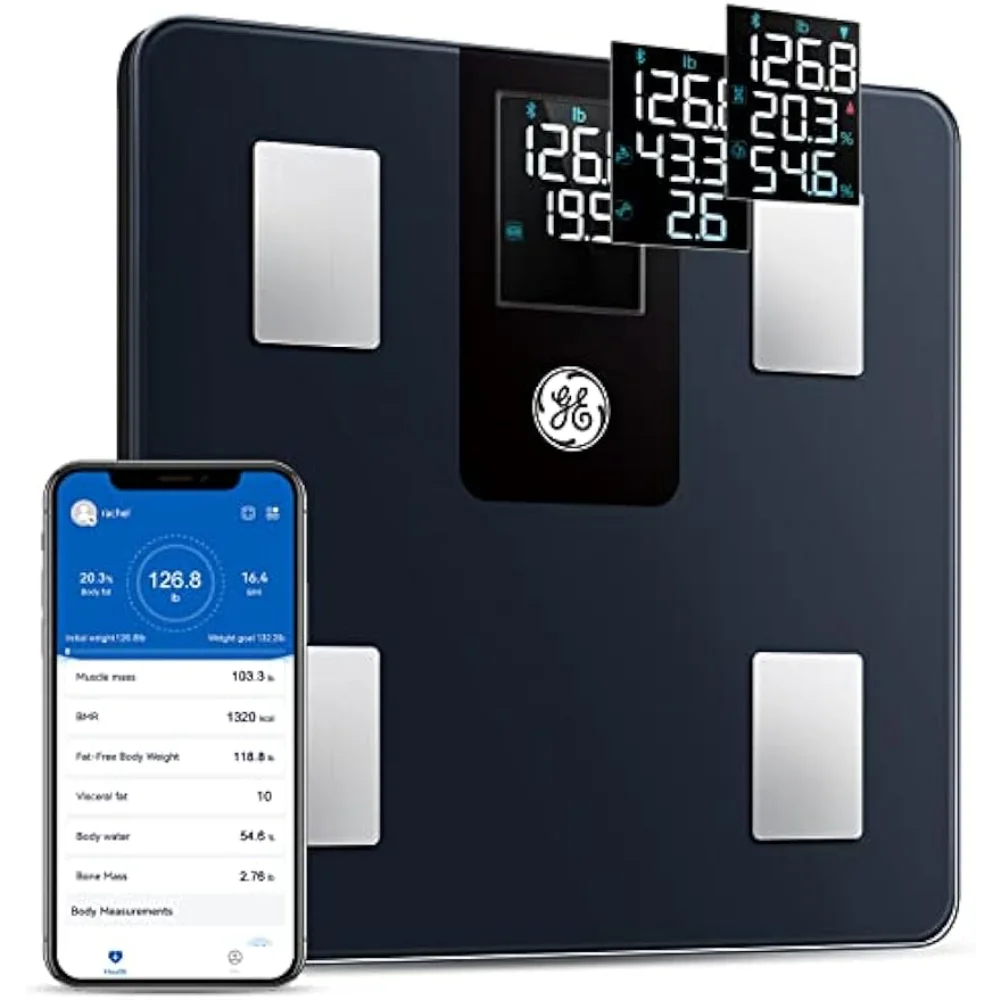  GE Digital Body Weight Scale for Bathroom, 500lbs Capacity  Smart BMI Weight Scales for People Accurate Bluetooth Weighing Scale  Electronic Weigh Scales with Bright LED Display Black : Health & Household