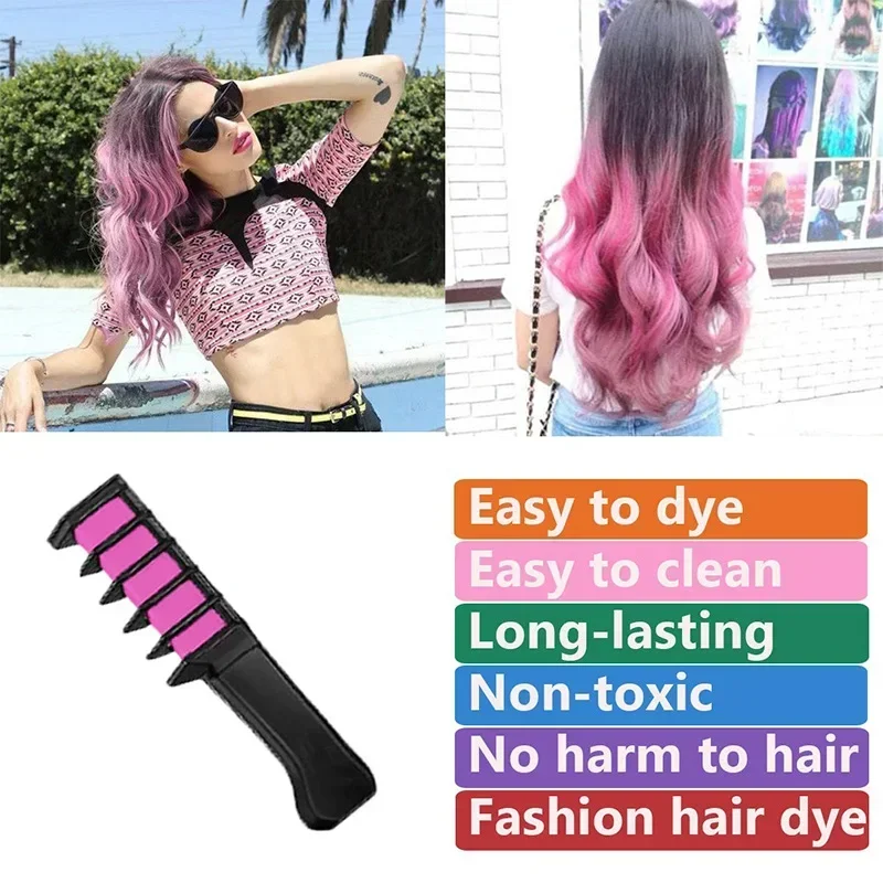 Kids Colorful Matte Disposable Hair Dye Comb Toys  For Girls Makeup Toys Party Hair Dye Non-toxic Safe Children Toys Gift 4
