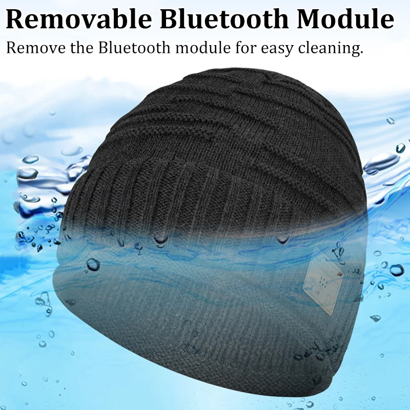 Winter Bluetooth Headphone Outdoor Warm Music Knitting Cap Rechargeable Wireless Stereo Earphone Beanie Hat with MIC for Gift