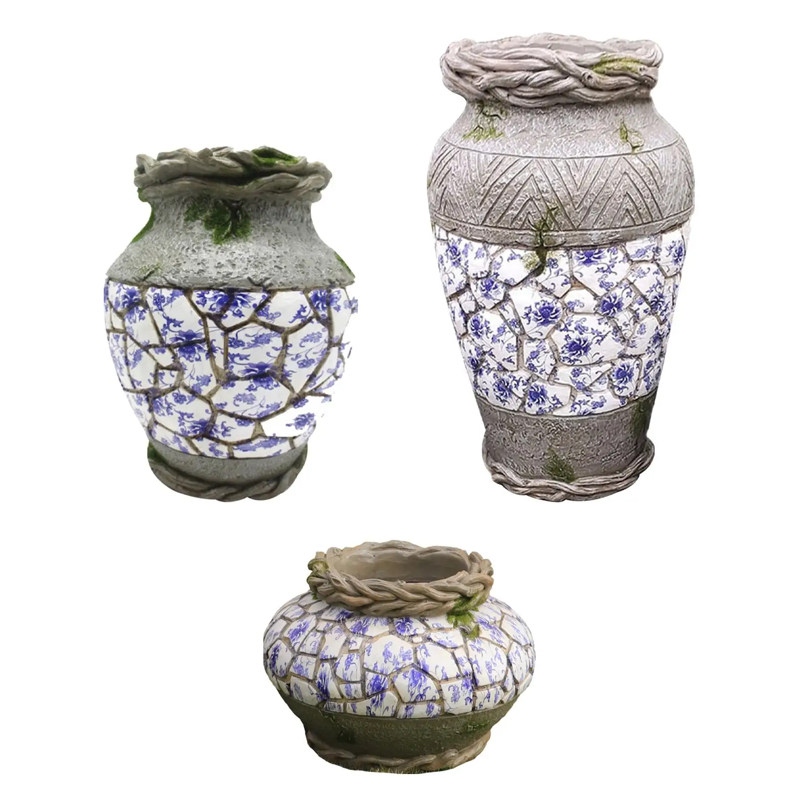 Resin Plant Pot Flower Vase Display Holder Gift Decoration Flowerpot Garden Planter Pot for Balcony Living Room Outdoor Shelf
