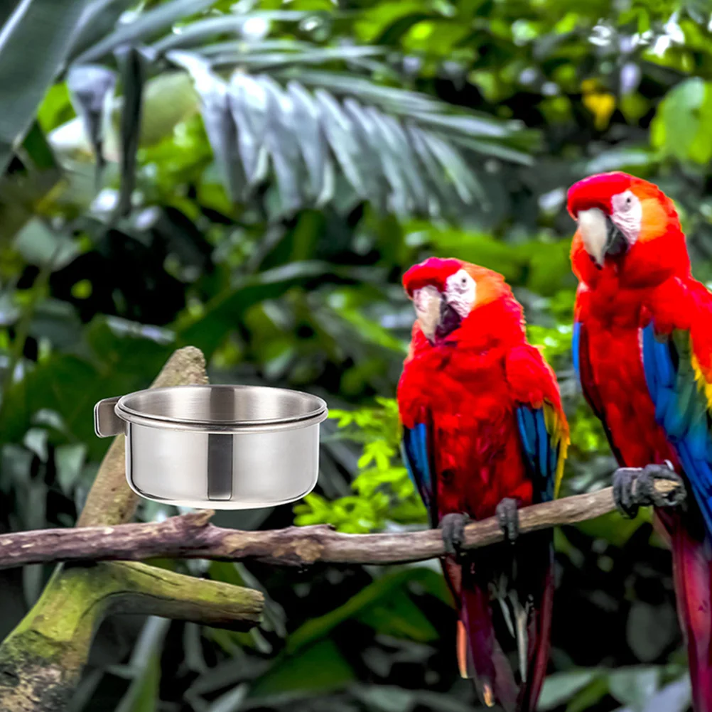 

Parrot Feeder Bird Cage Mount Bird Trough Bird Food Container Stainless Steel Food Cup