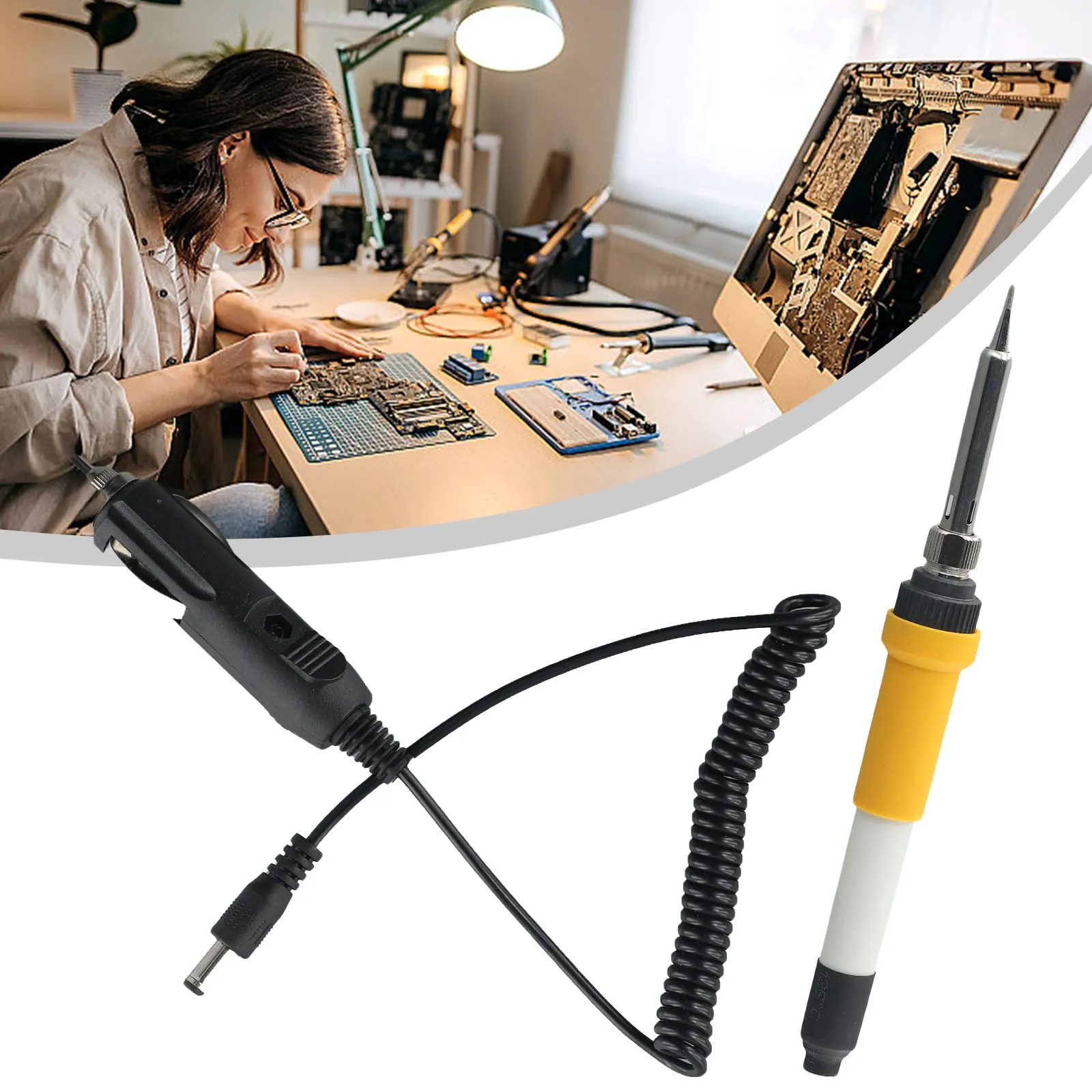 

New Adjustable Temperature Electric Soldering Iron DC 12V 60W Welding Solder Rework Station Heat Pencil Tips Repair Tools