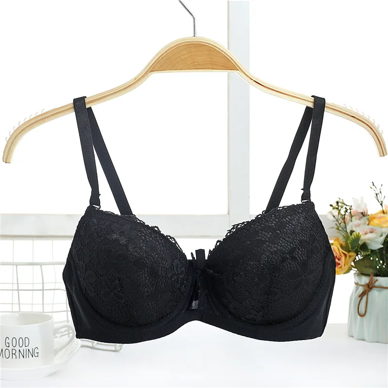 Women Lace Push Up Bra with Underwire Sexy Bow Bralette Female Underwear Lingerie Adjustable Straps Gathered Brassiere 2023 3