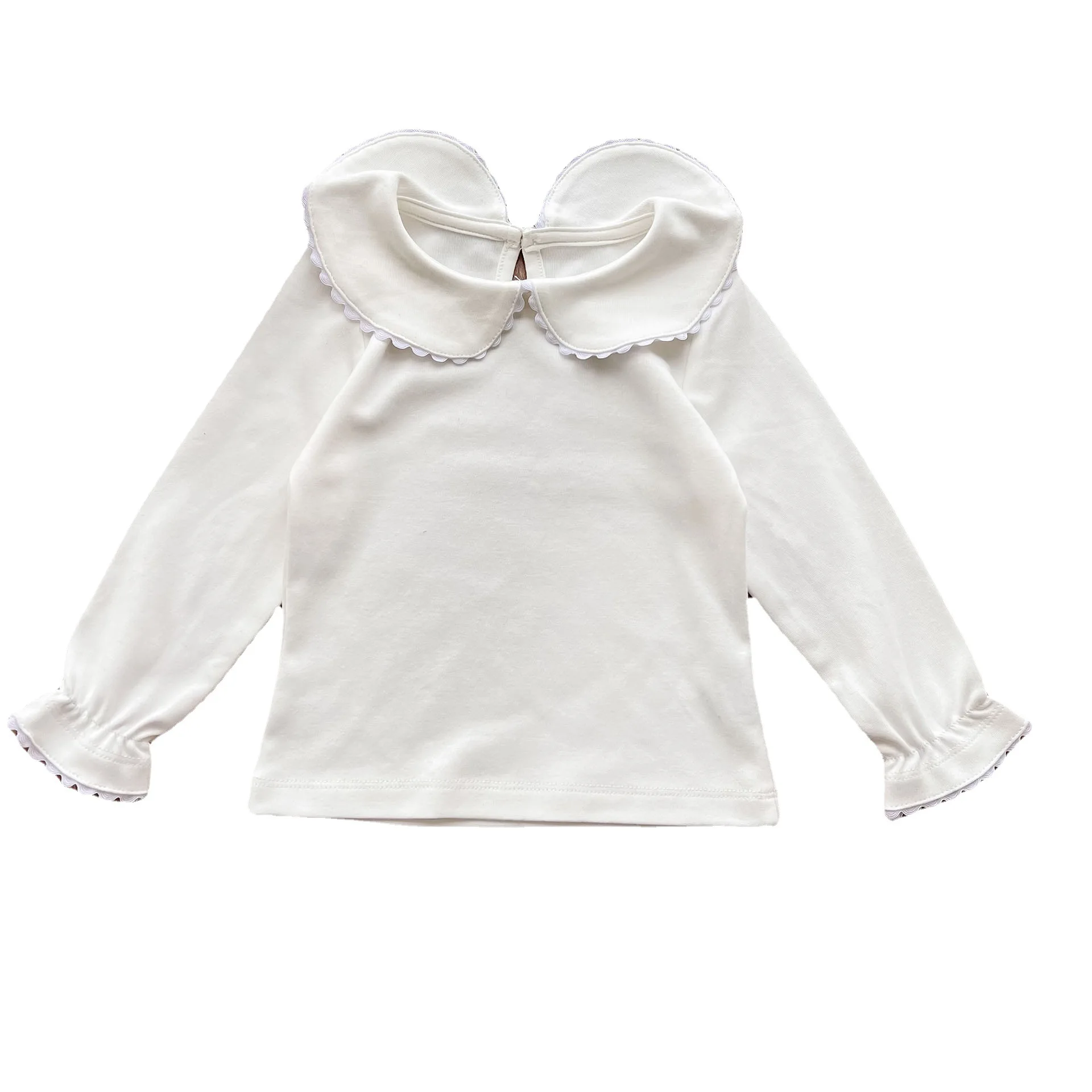 Children Clothes Girls Cute Shirt Spring and Autumn New Girls Baby Korean Style Doll Collar Solid Color Simple Blouse