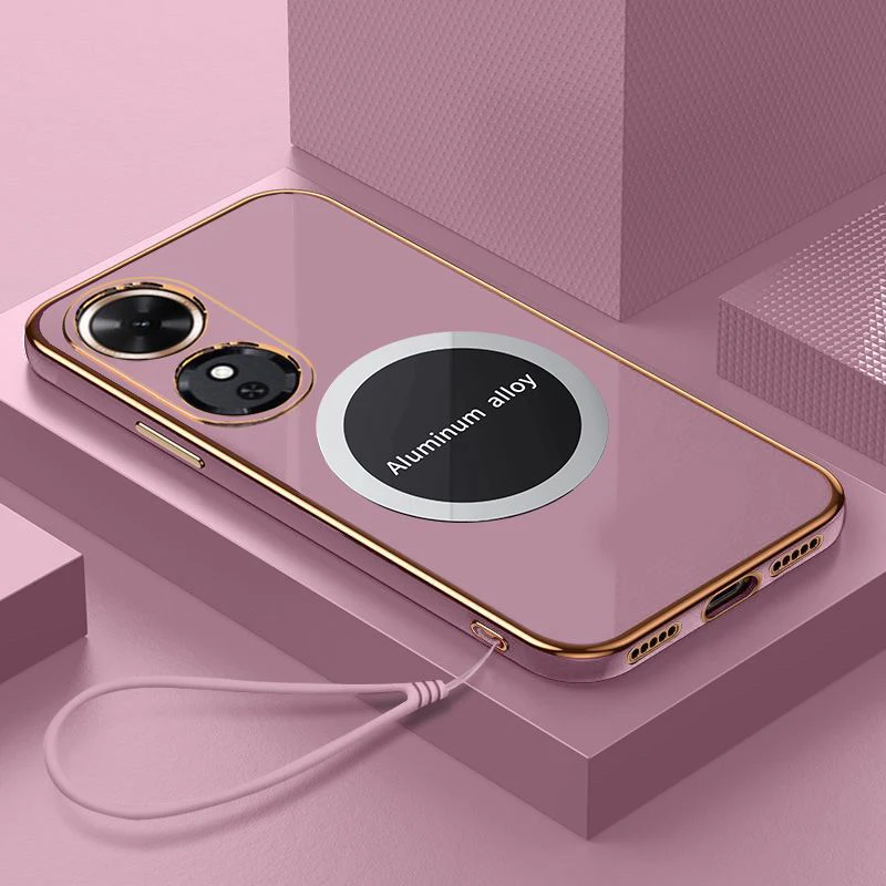 Luxury Magnetic Attraction Square Plating Shockproof Silicone Phone Case