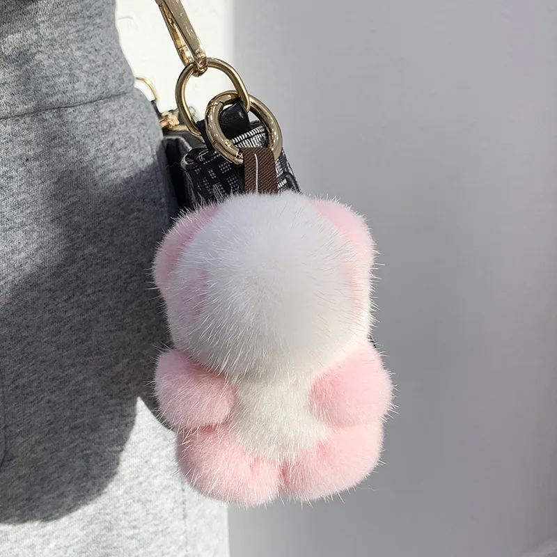 metal keychain pom pom mirror keychain