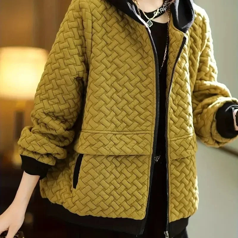 2025 Winter Jacket Thick Corduroy Short Women's Autumn New Velvet Loose Korean Hooded Of Cotton-Padded Clothes Female Shirring