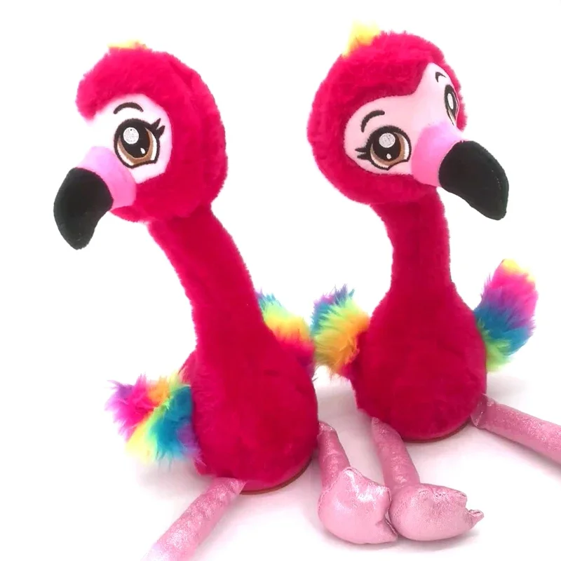 Flamingo Singing And Dancing Stuffed for Doll Repeat What You Said and Emit Colored Lights Toy USB Charging Battery E65D