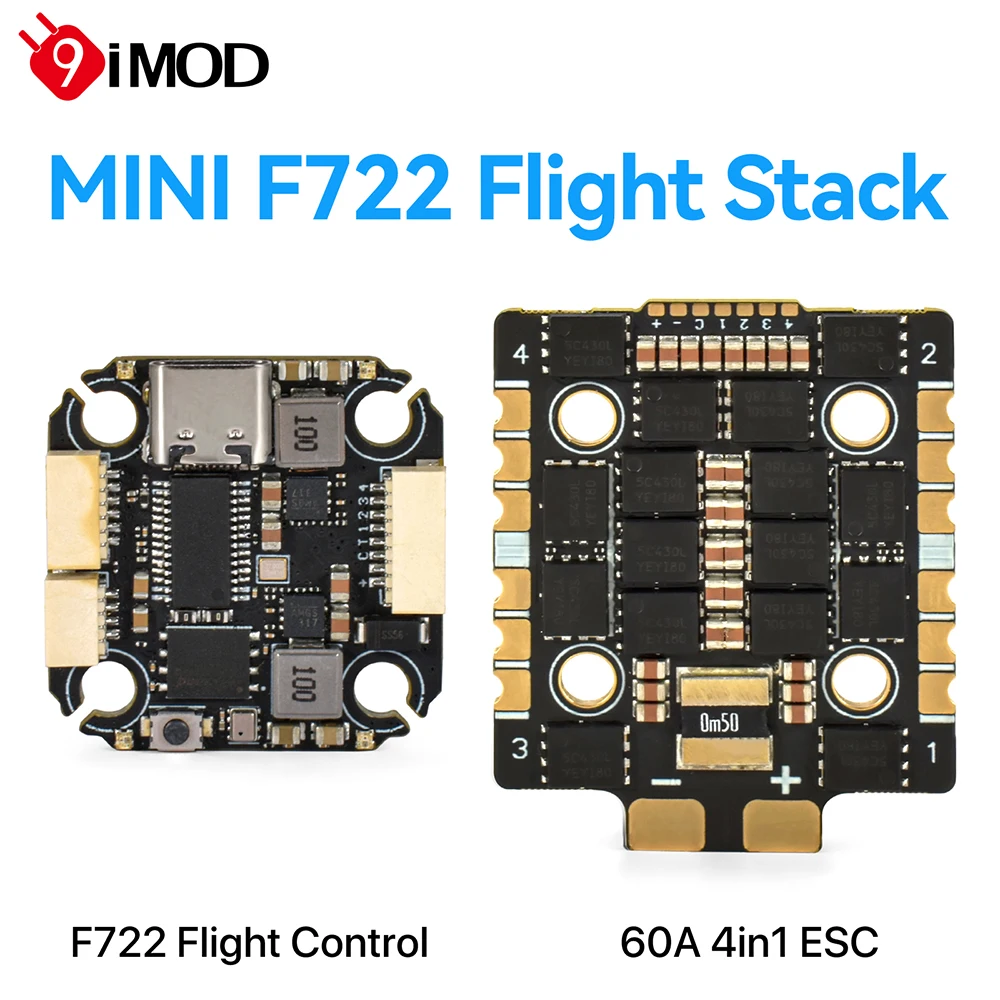F722 mini Flight Stack F722 Mini Flight Control 60A ESC 3-8S Lipo 20x20mm ICM42688 Gyro For Remote Control FPV Racing Drone