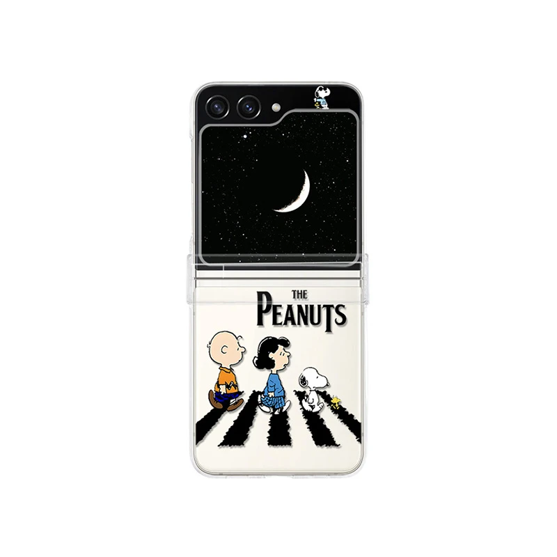 thumbnail image 1 of Bonita funda de teléfono transparente con dibujos animados de Snoopy y Charlie Brown para Samsung Galaxy Z Flip 6 5, carcasa trasera de TPU suave para Z Flip 3 4, 1 of 5