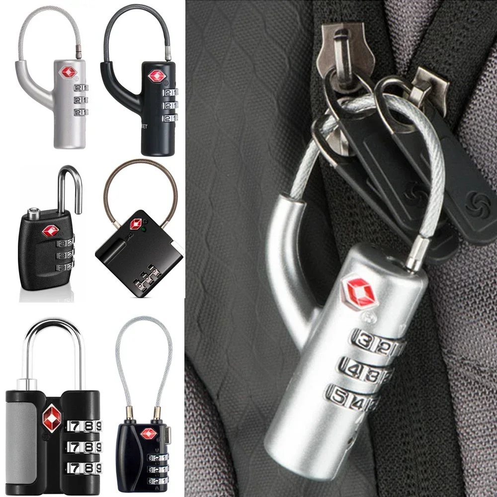 

High Security TSA Customs Lock Overseas Customs Clearance Trolley Luggage Suitcase Backpack Password Padlock with Steel Cable