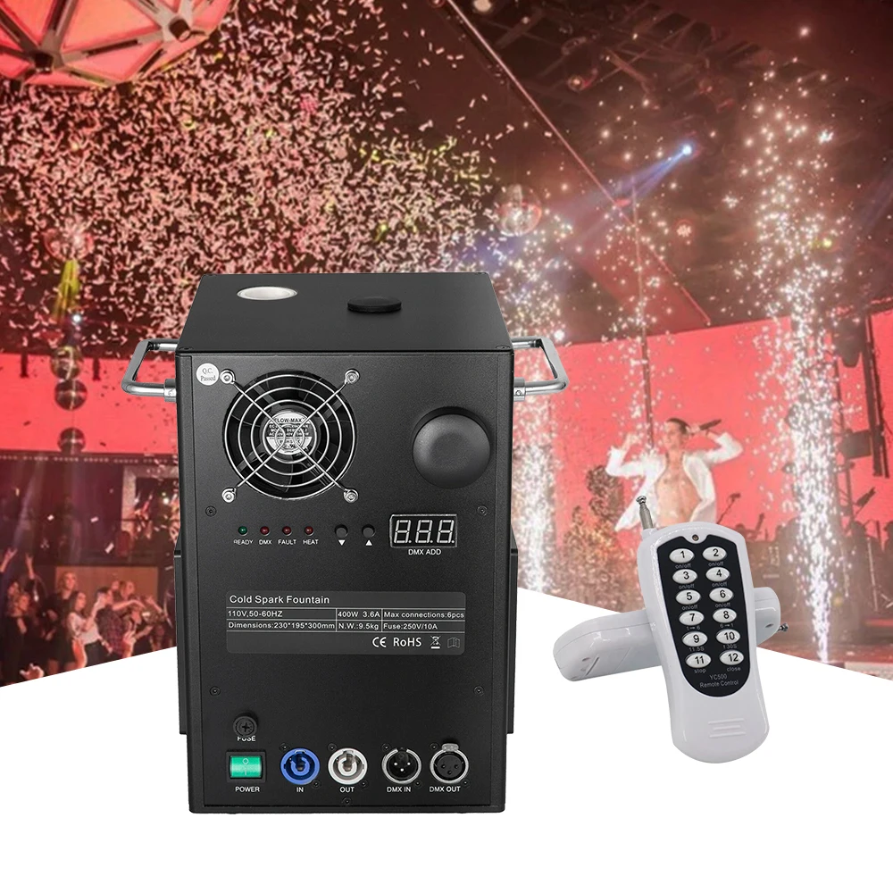 

double spray dmx electric spark machine 650w cold sparkler fountain fireworks with a battery