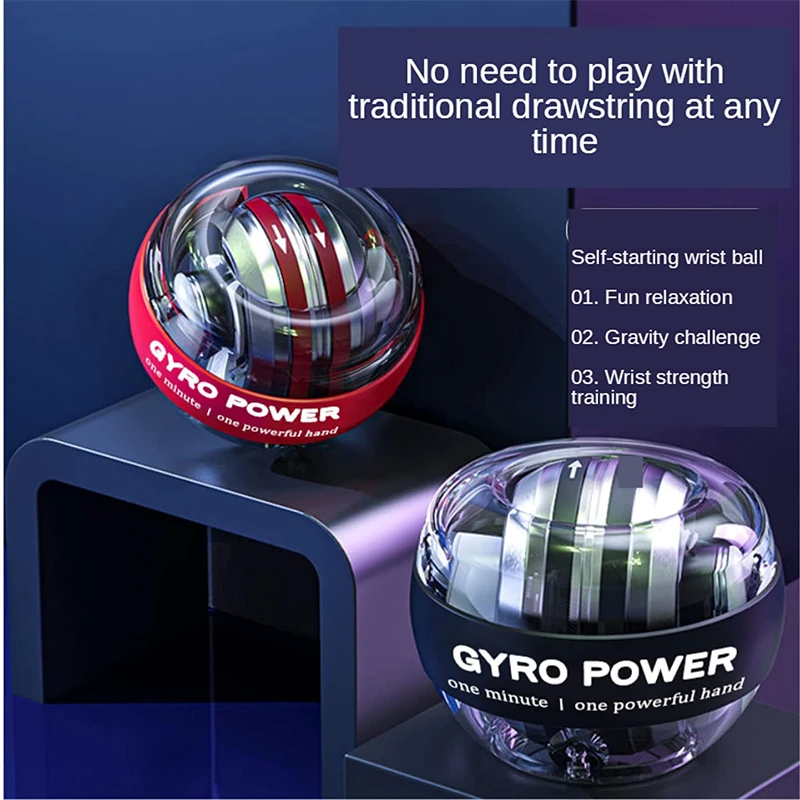 Autostart Wrist Ball Gyro Ball Powerball Arm Hand Muscle Force Training,  Light up according to rotation speed with different color 
