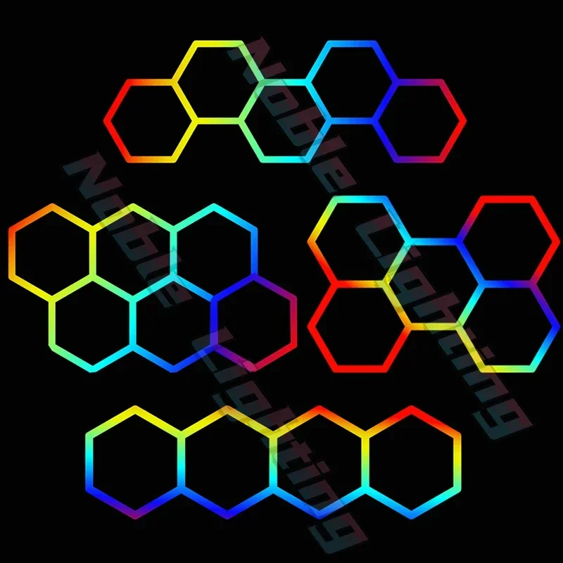 Kit Luci Esagonali RGB LED 216W Per Garage, Sala Giochi, Palestra, Bar E Feste, Dimmerabili Con Telecomando E App, Sincronizzazione Musicale, 5 Pannelli