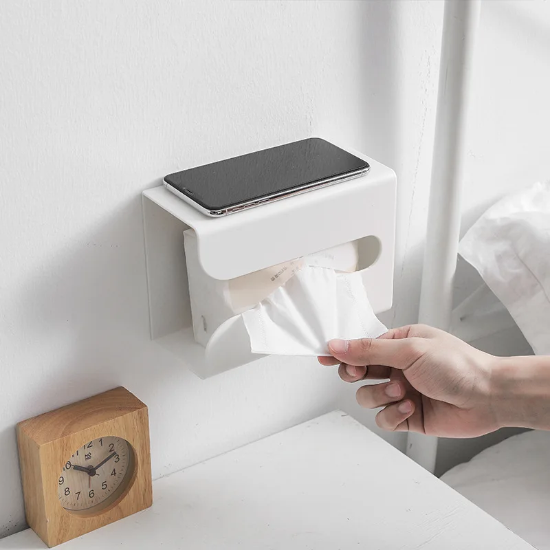 Tissue Box Toilet Paper Case Desktop Napkin Bathroom Wall Mounted