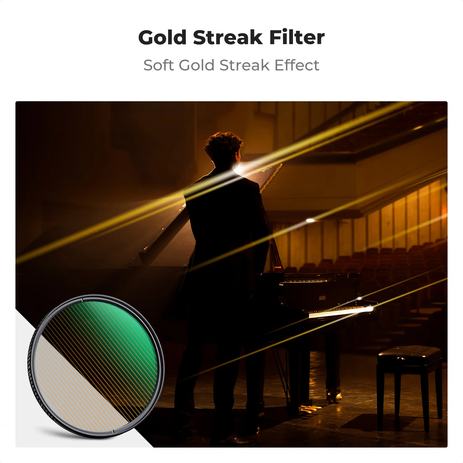 K&F Concept 67mm Gold Streak 2mm Filter 77mm 82mm Science Fiction Special Effect Filter NANO-X 49mm 52mm 55mm 58mm 62mm 72mm 2