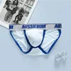 Men's underwear elastic mesh comfortable breathable sexy high fork youth briefs aussiebum Men's briefs milk silk waist comfort 2