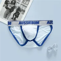 Men's underwear elastic mesh comfortable breathable sexy high fork youth briefs aussiebum Men's briefs milk silk waist comfort 2