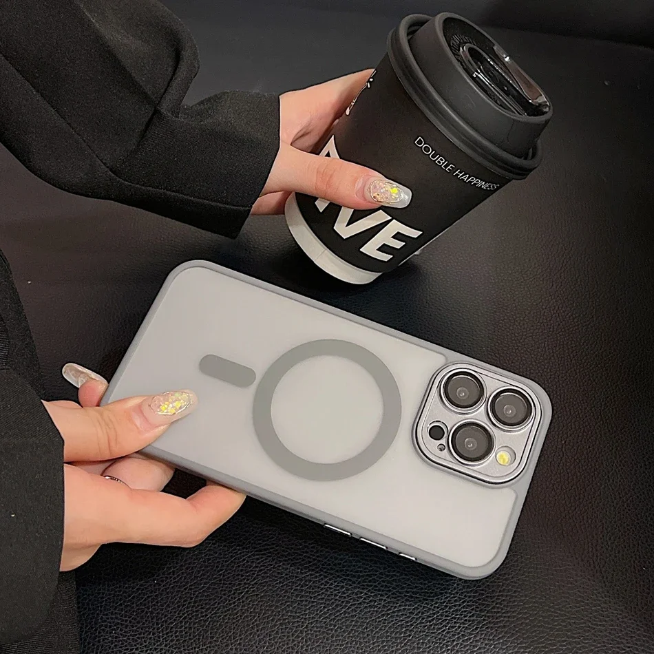 Rose Pink Magnetic Translucent Matte Camera Protector Phone Case