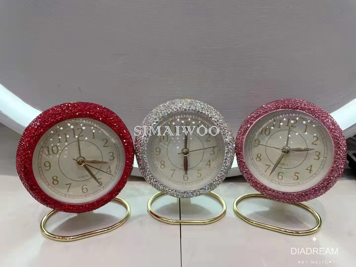 Funkelnde Uhr, luxuriös, glänzendes Glas, Strass, Handarbeit, Diamant, Kreuzstich, Geschenk, Mosaik, Stickerei, Hochzeit, dekorativ – Detail 8