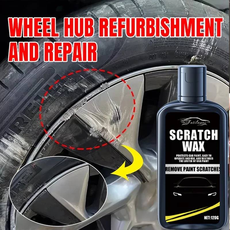Scratch Repair Paste for Car Wheel Steel Alloy Hub Polisher with Sponge Metal Rim Swirl Restoration Swirl Auto for BNW 120g