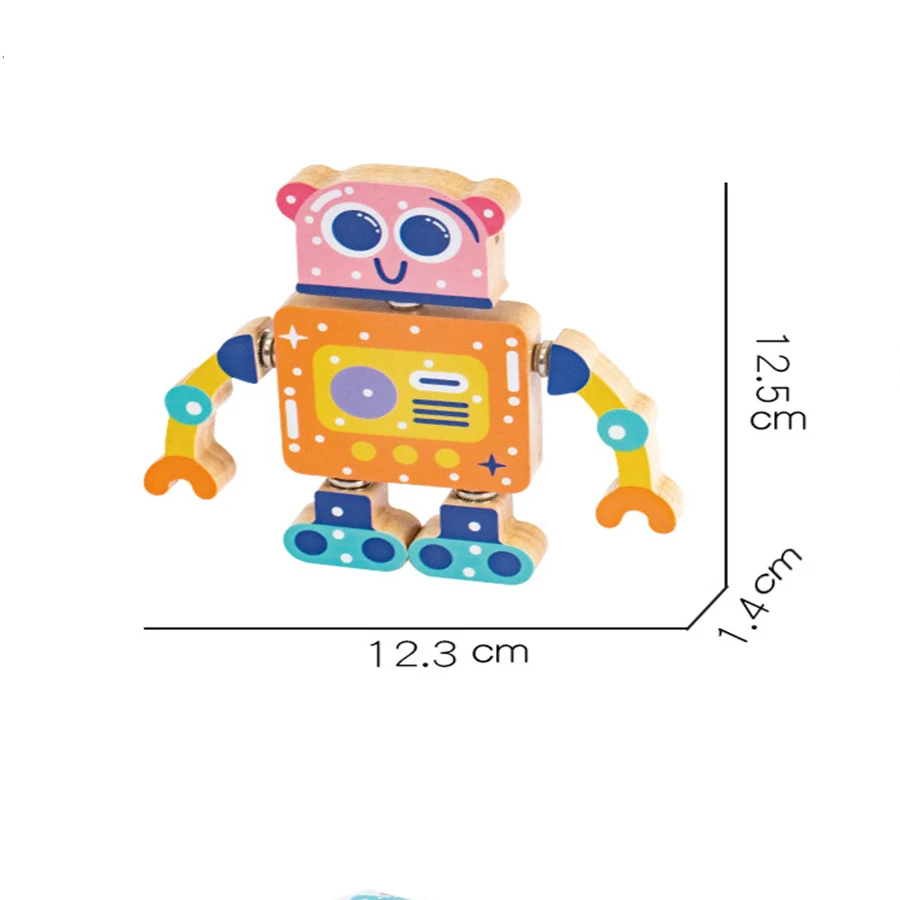 Wooden Snap-Together Building Toys Robot Building Blocks for 3 4 5 6 Years Toddlers Kids Montessori Toys Gift building blocks toys