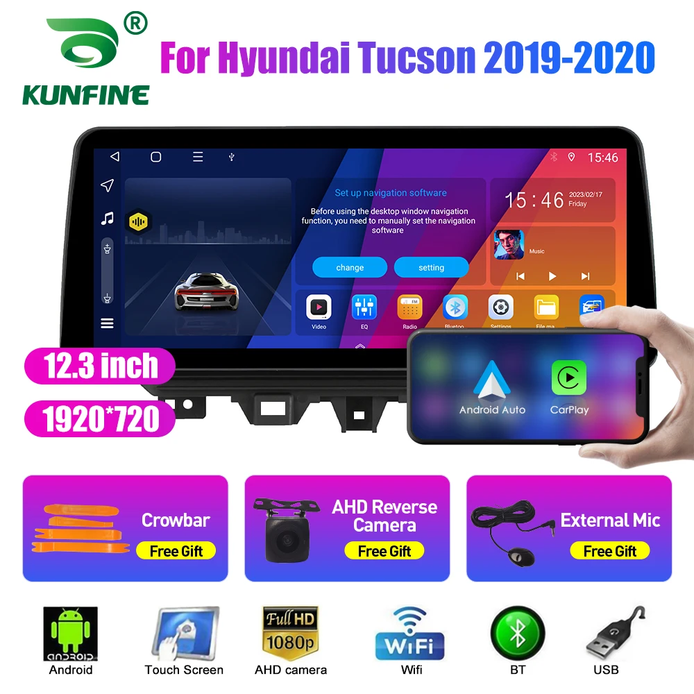 

Автомобильный радиоприемник с экраном 12,3 дюйма и QLED для Hyundai Tucson 2019 2020 Android Восьмиядерный автомобильный стерео DVD GPS навигатор Carplay
