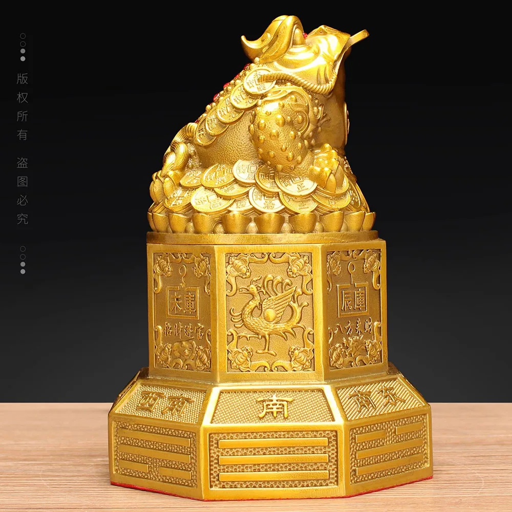 Pure Brass Money Frog Statue | Open Back with Coin | Feng Shui Wealth Charm for Home & Office