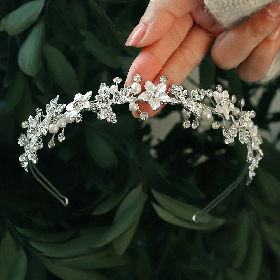 Tiara De Boda Con De Imitación, Diadema Nupcial De Cristal, Corona De